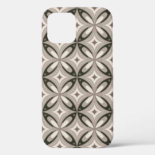 Beige en bruine retro cirkelvormen Case-Mate iPhone case (Achterkant)
