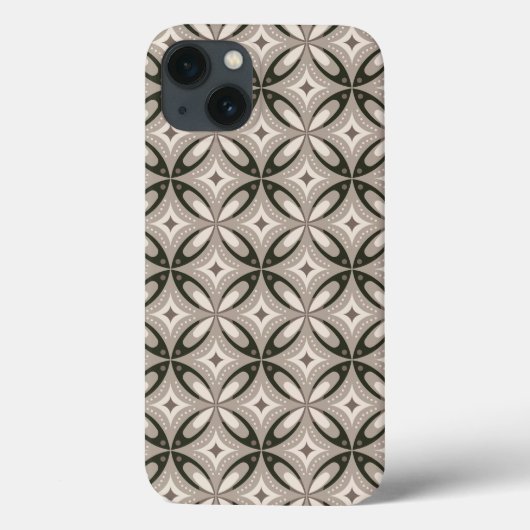 Beige en bruine retro cirkelvormen Case-Mate iPhone case (Achterkant)
