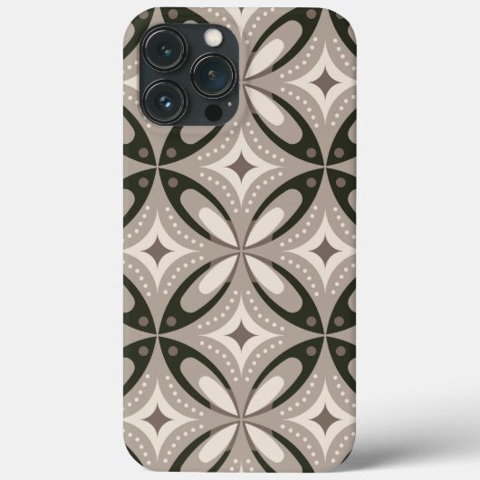 Beige en bruine retro cirkelvormen Case-Mate iPhone case (Achterkant)