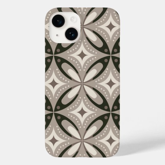Beige en bruine retro cirkelvormen Case-Mate iPhone case (Achterkant)