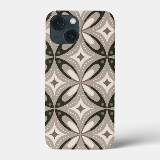 Beige en bruine retro cirkelvormen Case-Mate iPhone case (Achterkant)