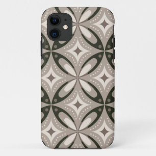 Beige en bruine retro cirkelvormen Case-Mate iPhone case