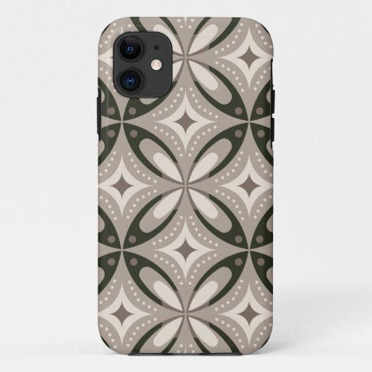 Beige en bruine retro cirkelvormen Case-Mate iPhone case (Achterkant)