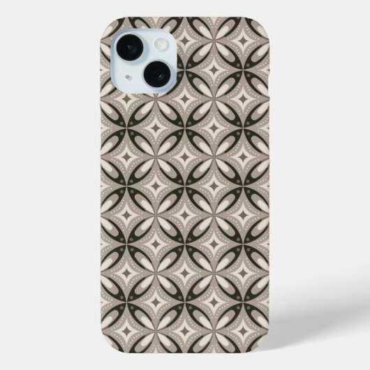 Beige en bruine retro cirkelvormen Case-Mate iPhone case (Achterkant)