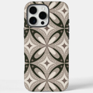 Beige en bruine retro cirkelvormen iPhone 16 pro max hoesje