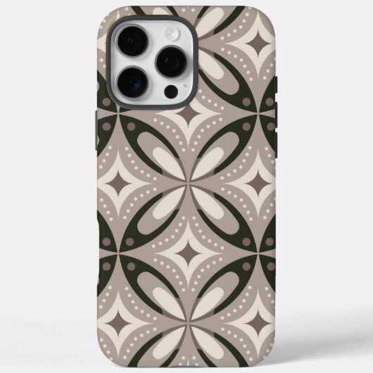 Beige en bruine retro cirkelvormen Case-Mate iPhone case (Achterkant)