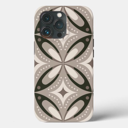 Beige en bruine retro cirkelvormen Case-Mate iPhone case (Achterkant)