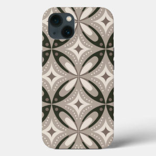 Beige en bruine retro cirkelvormen Case-Mate iPhone case