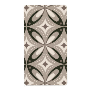 Beige en bruine retro cirkelvormen etiket