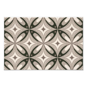 Beige en bruine retro cirkelvormen foto afdruk