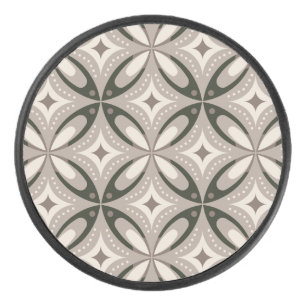 Beige en bruine retro cirkelvormen hockey puck