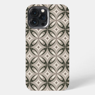 Beige en bruine retro cirkelvormen iPhone 13 pro max hoesje