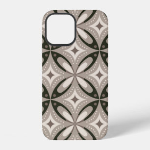 Beige en bruine retro cirkelvormen iPhone 12 hoesje