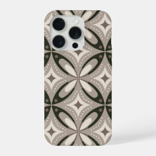 Beige en bruine retro cirkelvormen iPhone 15 pro case