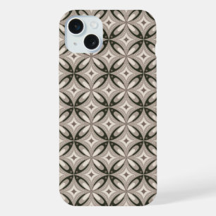 Beige en bruine retro cirkelvormen iPhone 15 plus case