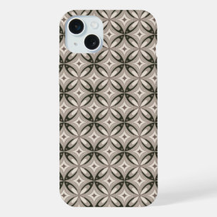Beige en bruine retro cirkelvormen iPhone 15 plus case