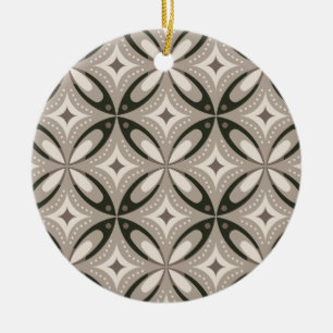 Beige en bruine retro cirkelvormen keramisch ornament