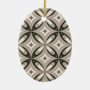Beige en bruine retro cirkelvormen keramisch ornament