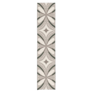 Beige en bruine retro cirkelvormen korte tafelloper