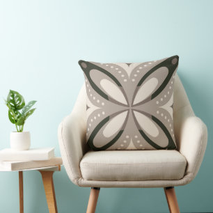 Beige en bruine retro cirkelvormen kussen