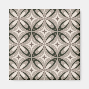 Beige en bruine retro cirkelvormen magneet