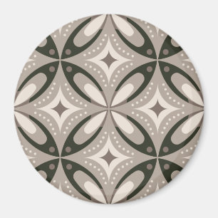 Beige en bruine retro cirkelvormen magneet