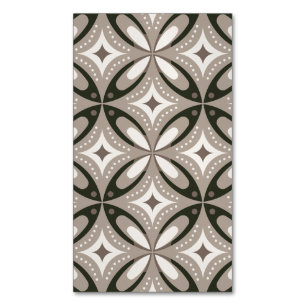 Beige en bruine retro cirkelvormen magnetisch visitekaartje