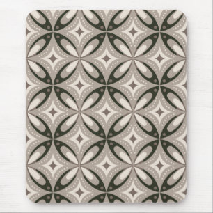 Beige en bruine retro cirkelvormen muismat