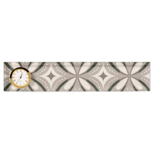 Beige en bruine retro cirkelvormen naambordje