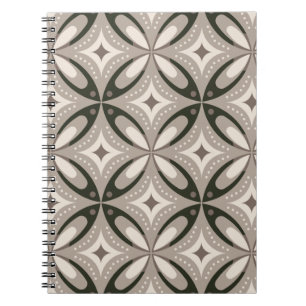 Beige en bruine retro cirkelvormen notitieboek