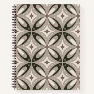 Beige en bruine retro cirkelvormen notitieboek