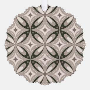 Beige en bruine retro cirkelvormen ornament kaart
