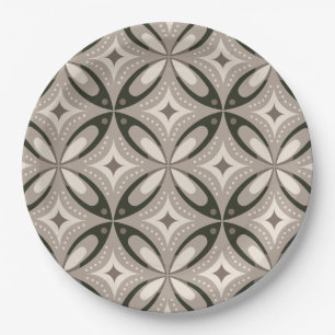Beige en bruine retro cirkelvormen papieren bordje