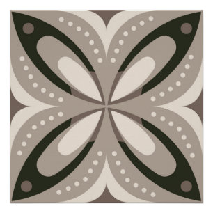 Beige en bruine retro cirkelvormen perfect poster