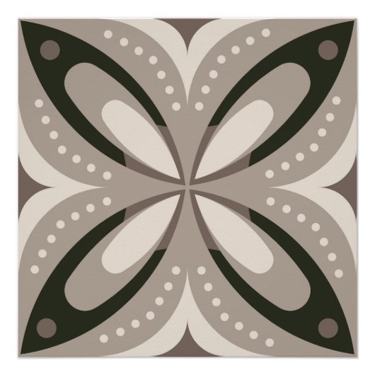 Beige en bruine retro cirkelvormen perfect poster (Voorkant)