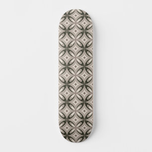 Beige en bruine retro cirkelvormen persoonlijk skateboard