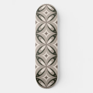 Beige en bruine retro cirkelvormen persoonlijk skateboard