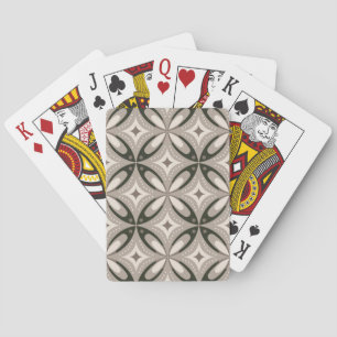 Beige en bruine retro cirkelvormen pokerkaarten