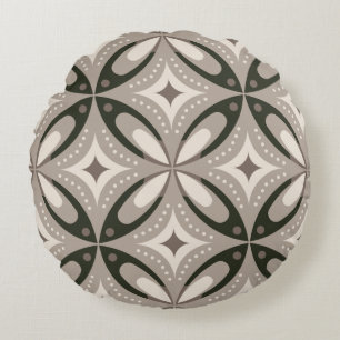 Beige en bruine retro cirkelvormen rond kussen