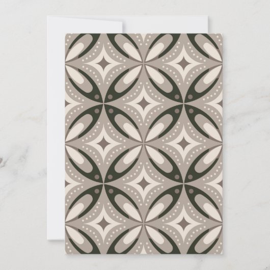 Beige en bruine retro cirkelvormen save the date (Voorkant)