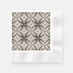 Beige en bruine retro cirkelvormen servet