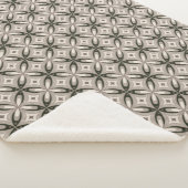 Beige en bruine retro cirkelvormen sherpa deken (3/4)