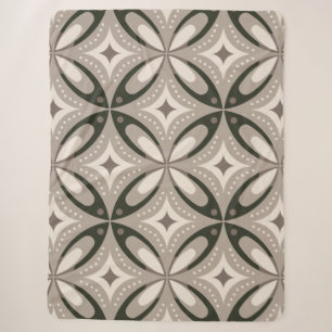 Beige en bruine retro cirkelvormen sherpa deken