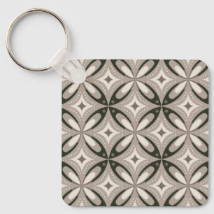 Beige en bruine retro cirkelvormen sleutelhanger