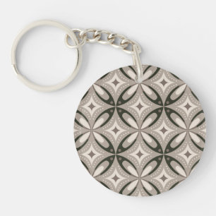 Beige en bruine retro cirkelvormen sleutelhanger