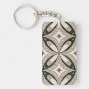 Beige en bruine retro cirkelvormen sleutelhanger