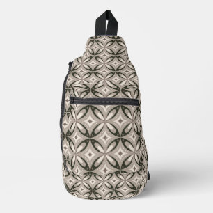 Beige en bruine retro cirkelvormen sling bag
