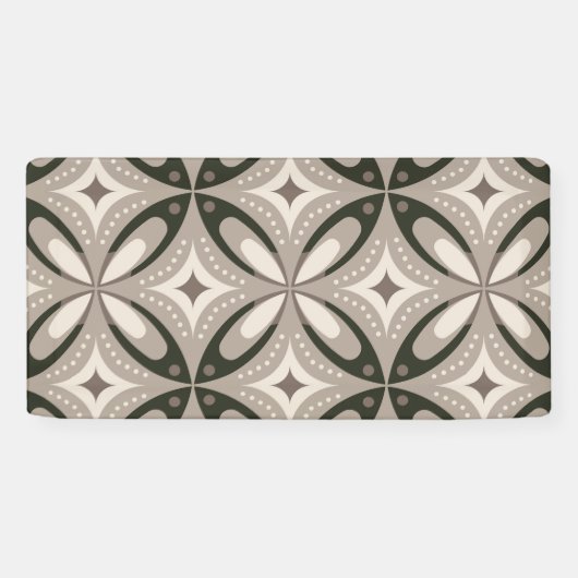 Beige en bruine retro cirkelvormen spandoek (Horizontaal)