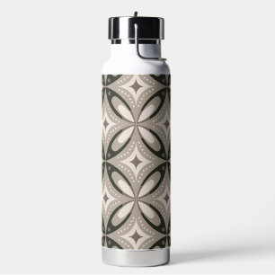Beige en bruine retro cirkelvormen waterfles