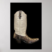 Beige en bruine slangenleren cowboylaars